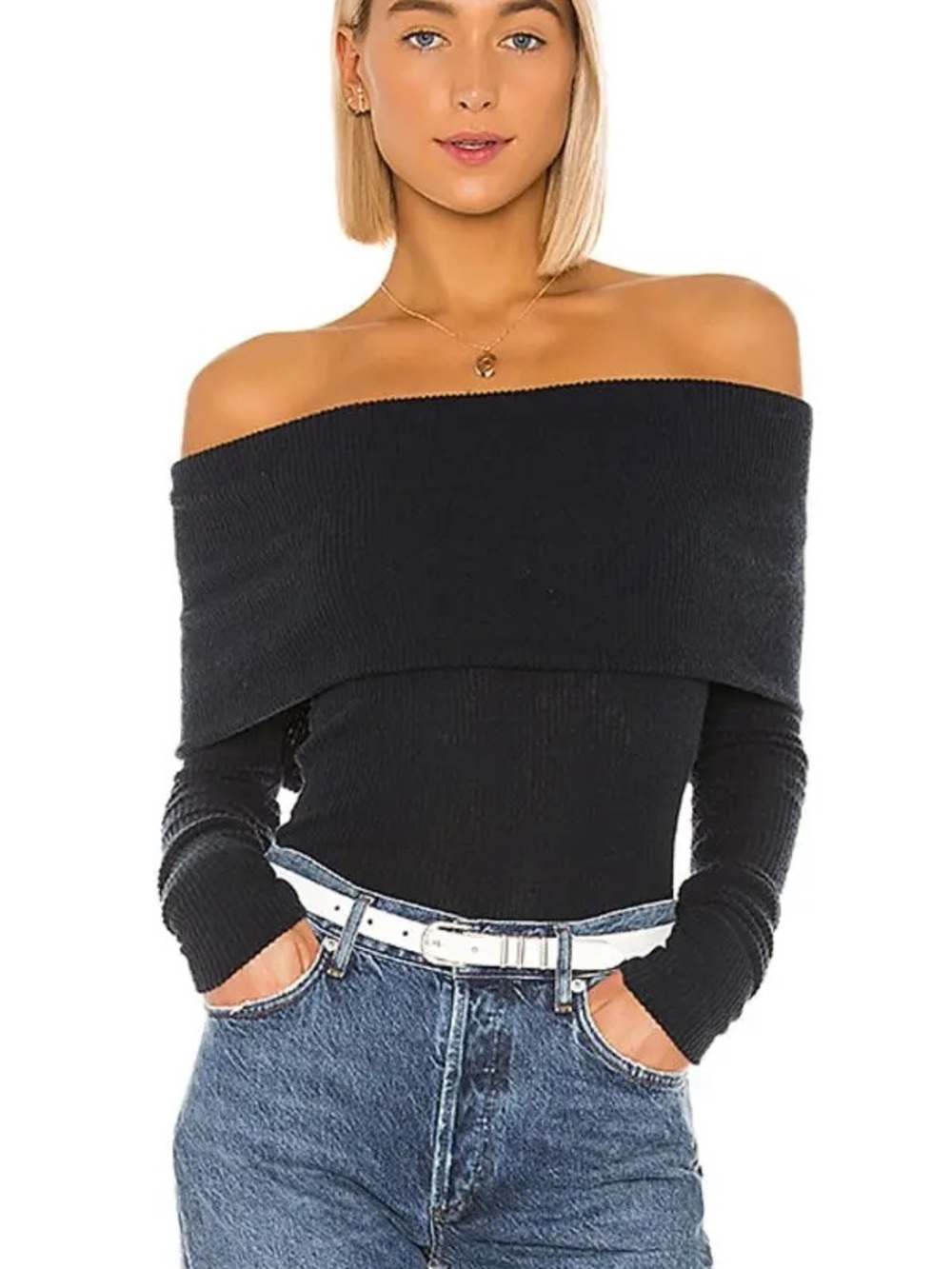 Free People— We The Free Snowbunny Long Sleeve Sweater. Black. XS. Orig $68